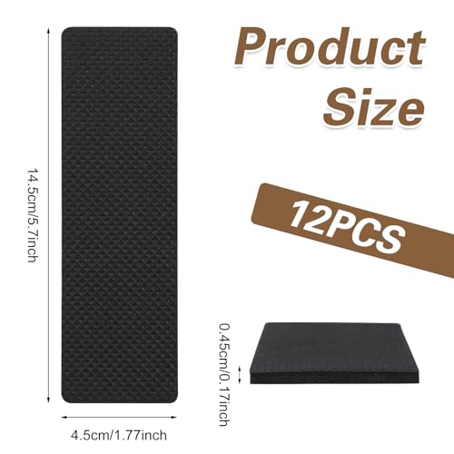 Anti Slip Furniture Pads, 12 Pcs Rectangle Non Skid Furniture Grippers Keep Furniture from Sliding Furniture Stoppers to Prevent Sliding for Hardwood Floors, Recliners, Sofa, Chairs (5.7×1.8 Inches)