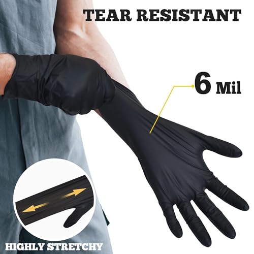 TitanFlex Disposable Nitrile Exam Gloves, 6-mil, Black, Heavy Duty, Latex Free, Food Safe for Cooking & Food Prep - color: 10 Black (Xxl, 1000ct)