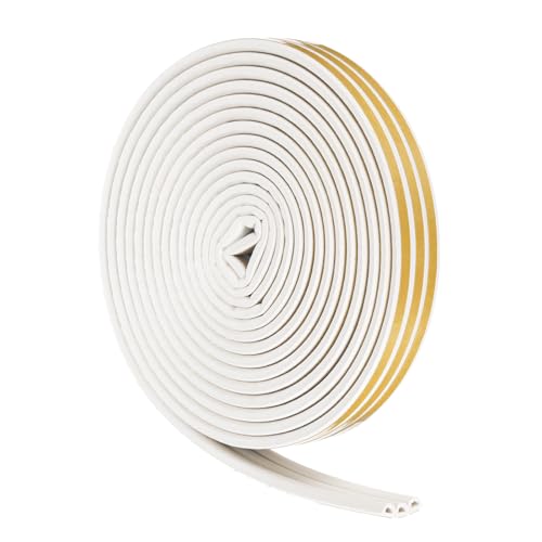 uxcell 49 Ft Weather Stripping Seal Strip for Doors/Window, 1/4 Inch x 3/8 Inch Self Adhesive D Type Foam Sealing Tape, Soundproofing Door Seal Strip White - color: White, size: 49 Ft