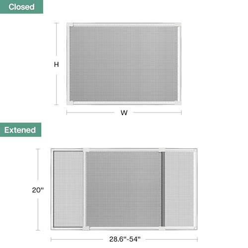Paramondo Expandable Window Screen, Horizontal (20" H x 28.6" - 54" W, 2 Pack) Adjustable Window Screens, Replacement Window Screens for House Windows - size: Large (20" H x 28.6"-54" W, 2 Pack)
