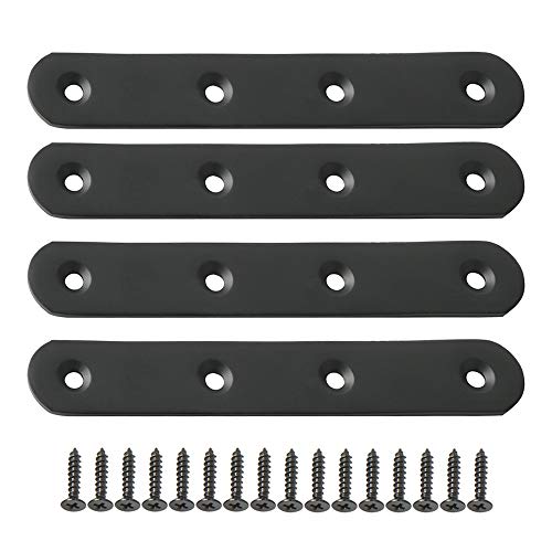 Alise 5-Inch Length Stainless Steel Flat Bars Straight Brace Heavy Duty 3-mm Thick Brackets Mending Plates Repair Fixing Bracket,4 Pcs Matte Black Finish - color: Black, size: 5 Inch