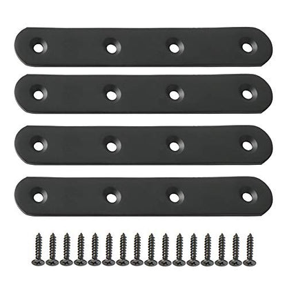 Alise 5-Inch Length Stainless Steel Flat Bars Straight Brace Heavy Duty 3-mm Thick Brackets Mending Plates Repair Fixing Bracket,4 Pcs Matte Black Finish - color: Black, size: 5 Inch