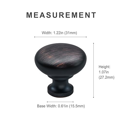HESTIA HARDWARE 10 Pack 1-1/4 inch Diameter Oil Rubbed Bronze Round Zinc Cabinet Knobs for Kitchen Bathroom Dresser Drawer Pulls and Knobs Cupboard (Z1.10.O) - color: Oil Rubbed Bronze