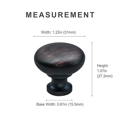 HESTIA HARDWARE 10 Pack 1-1/4 inch Diameter Oil Rubbed Bronze Round Zinc Cabinet Knobs for Kitchen Bathroom Dresser Drawer Pulls and Knobs Cupboard (Z1.10.O) - color: Oil Rubbed Bronze