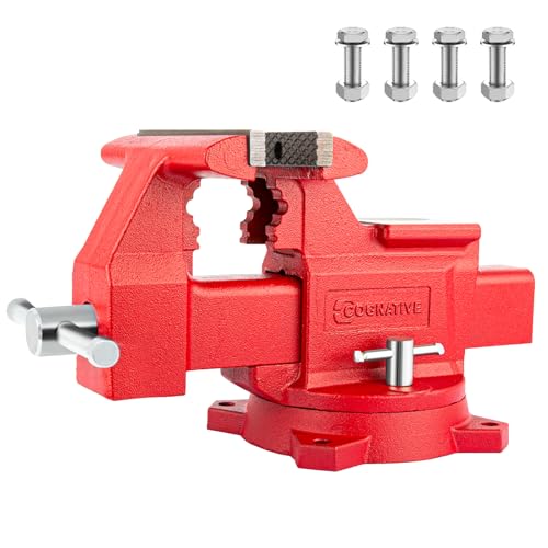 8" Heavy-Duty Bench Vise Ductile Iron Bench Vise with Strong 9900lbs Clamping Force 360° Swivel Bench Vice with Anvil, Red - size: 8 inch