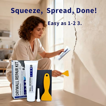 Breliter Drywall Repair Kit - 250g Wall Mending Agent, Drywall Putty, Spackling for Holes, Cracks & Stains, DIY Quick Solution for Walls and Ceilings, Formaldehyde-Free, White (8.8oz)