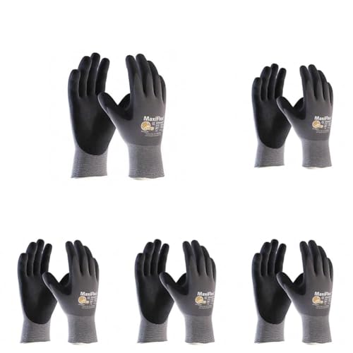 Coated Gloves, Nitrile, S, Black/Gray, PR - size: Small (Pack of 5)
