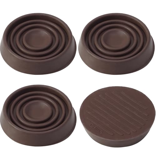 4 Pack 1.5 x 1.5 Inch Round Rubber Caster Cups, Non Slip Furniture Pads Furniture Coasters, Non Skid Furniture Feet Anti Slide Floor Protector for Bed Couch Chair Table Stoppers (Brown) - size: 1.5 Inch