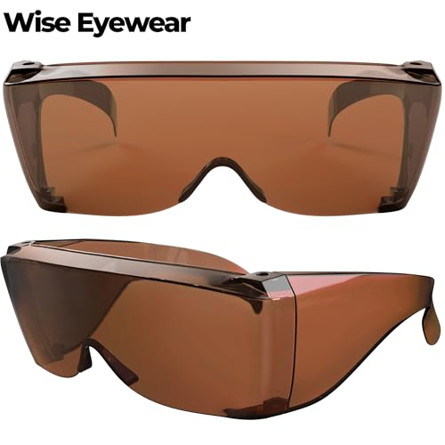 Cover-Ups Black Fit Over Sunglasses - Wrap Around Sunglasses - People Who Wear Prescription Glasses in the Sun - color: Brown