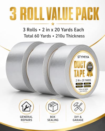 Silver Duct Tape Heavy Duty: Wide Waterproof Outdoor Duck Furniture Repair Tape Bulk - Strong Adhesive Weather UV Resistant No-Residue Masking Tapes Patterns Variety Pack (Silver, 3 * 2IN*20Yards) - color: Silver, size: 3*2in*20yards