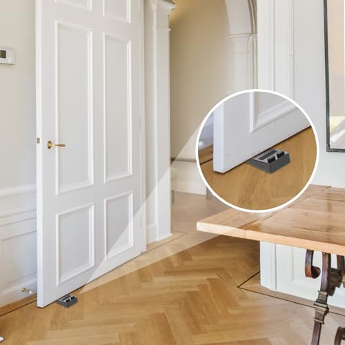 Flexible Rubber Door Stopper Wedge - Stackable Furniture Leveling Shims (4 PCS) - Black Non-Slip Non-Scratching Door Holder