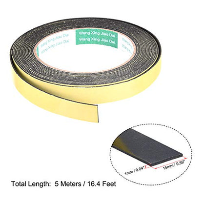 uxcell Sealing Foam Tape 15mm Wide 1mm Thick 5m/16.4ft Long, Self Adhesive Weather Strip for Window Door Insulation, Pack of 2 - size: 15mmx1mmx5m