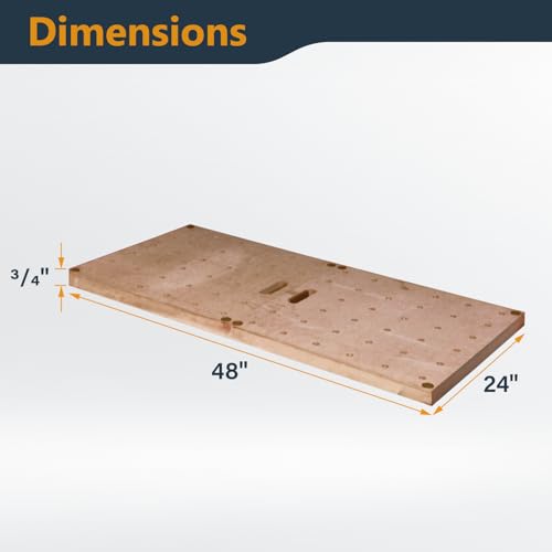 POWERTEC Arachni-Flex 24" x 48" Foldable Workbench Tabletop - Portable Work Surface with Pre-drilled Dog Holes & Quick-Insert Locks for Arachni Flex Collapsible Workstand Ideal for Woodworking (71932) - style: Tabletop - Dog Hole