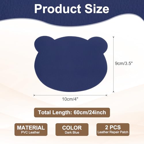 PATIKIL Leather Repair Patch, 2 Pcs 4 x 3.5 Inch Self-Adhesive Vinyl Patch Furniture Tape Repair Kit for Sofas Couches Stools Chairs Cabinets Bags, Dark Blue - color: Dark Blue