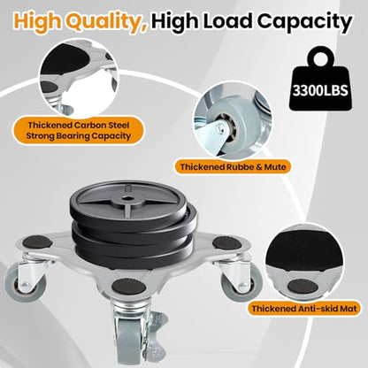Furniture Dolly, Carbon Steel Panel Furniture Movers with 5 Wheels, Locking 360° Swivel Rubber Casters, Furniture Lifter, Heavy Duty Furniture Sliders, Dolly Kit for Moving Furniture, 3300LBS - color: Gray Wheel
