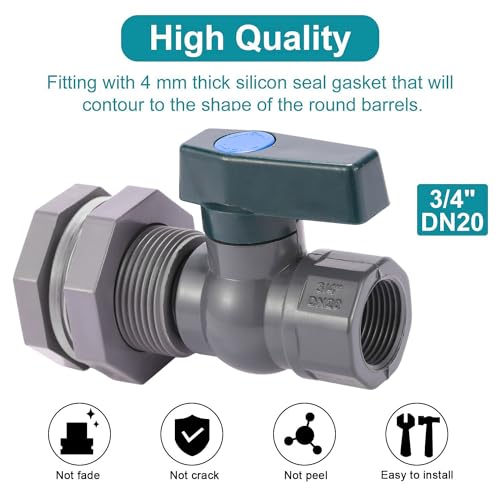2 Set 3/4 Inch Rain Barrel Spigot Kit - BILAL Water Barrel PVC Garden Diverter Kit with Bulkhead Fitting Hose Faucet Adapter and Thread Seal Tape for Water Tanks, Aquariums, Tubs, Pool, Garden Barrel - size: 2-Set