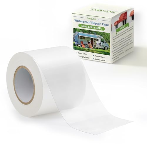 TIANLDD Waterproof Repair Tape for Fabric,RV Awning,Boat Covers,Tents,Tarp,Heavy Duty Outdoor Repair Patch - 3.3IN x 30FT（Transparent） - color: Transparent, size: PVC-3.3 in x 30 ft