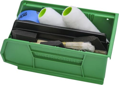 Akro-Mils 30230 AkroBins Plastic Storage Bins, Space-Saving Stackable Bins for Garage, Pantry, Craft Organization, 11" x 5" x 5", Green, 12-Pack - color: Green