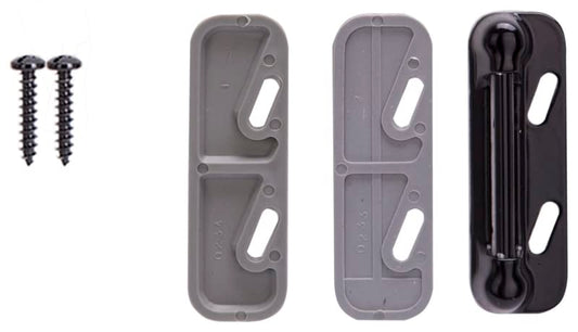 Rocky Mountain Goods Spring Loaded Screen Door Strike Plate - Works with Most Storm Door and Screen Door Rigid Interior Latch Systems - Slotted Holes fit Most Applications - Shims Included (Black) - color: Black