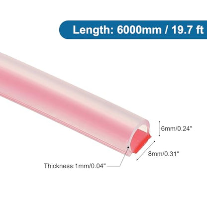PATIKIL Silicone Weather Stripping Door Seal, 19.7 ft D Shape Weather Stripping Self Adhesive Door Seal Strip for Door Frame, Window Sealing, Large Gap, 5/16" Wx5/128 Tx15/64 H, Clear/Red - size: 19.7 ft Long, 5/16"Wx5/128"Tx15/64"H