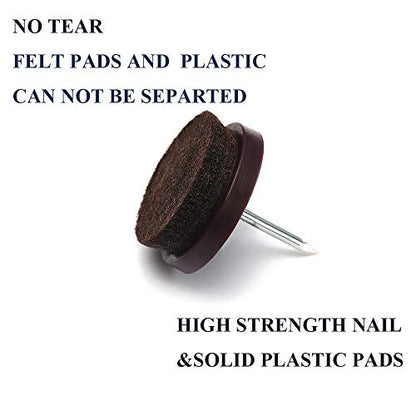 Nail on Felt Pads Furnigear Furniture Pads Nail- Floor Protectors for Furniture Legs 24Pack Chair Felt Pads for Hardwood Floors(1-1/4" (Brown)) - size: 1-1/4" (Round, Brown)