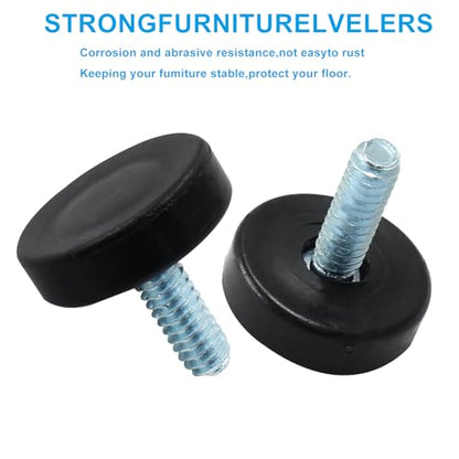 16 Pcs 1/4" Furniture Leveling Feet Adjustable Table Levelers T-Nut Kit Chair Glide Leveling Screw in Threaded for Patio Furniture Tables Chairs - size: 1/4" with T-Nut