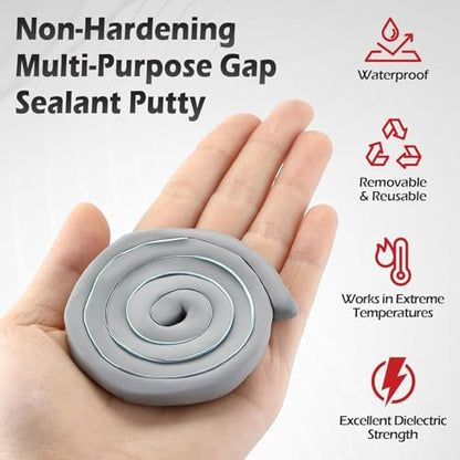 Moldable Silicone Putty, Non Hardening Multi Purpose Duct Seal Compound for Metal, Glass, Wood, Ceramic, Crafts, Heat Resistant and Waterproof, 1.5 ft x 0.32 in(Grey,1 Pack) - color: Grey
