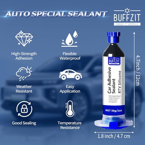 RTV Silicone Adhesive Sealant – 100% Silicone Waterproof Caulk, Strong Bond, Shrink & Crack Proof – Automotive Gaskets, Engine, Sunroof, Headlights, Windows & Home Repairs (Black, 30g/1oz) - color: Black