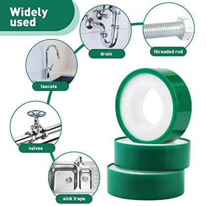 3 Roll Plumbers Tape, Teflon Water Pipe Sealing Tape, High-Density Thickening and Lengthen, High-Sealing Performance Waterproof Duct, Thread Seal, L 590 in x W 0.51 in. White - style: Extra Large 0.51in *3 Roll
