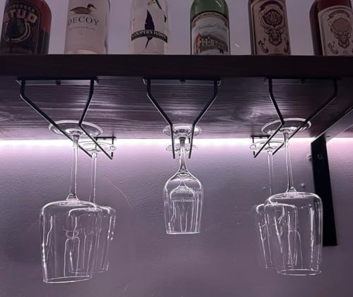 7 Inch Black Wine Glass Rack, Under Cabinet Stemware Holder, Hanging Stemware Holder for Cabinet Kitchen Bar, Set of 4 - color: Black, size: 7 Inch 4 Pack