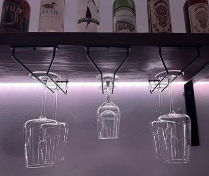 7 Inch Black Wine Glass Rack, Under Cabinet Stemware Holder, Hanging Stemware Holder for Cabinet Kitchen Bar, Set of 4 - color: Black, size: 7 Inch 4 Pack
