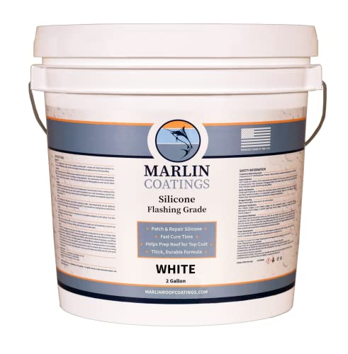 100% Silicone Roof Patch – Prevent and Repair Leaks – Complete Waterproofing – Easy Trowel or Brush Application…(1/2 Gallon, White) - color: White, size: Half Gallon