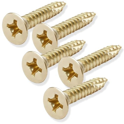Cauldham Bright Brass Wood Screws #9 x 1 Inch for Door Hinges - 25 Pack - color: Bright Brass