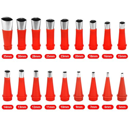 QWORK 32 Pcs Caulk Finisher Kit Stainless Steel Caulking Nozzle Tips with 18 Sizes V-Shaped Sealant Finishing Tool for Kitchen Bathroom Tile & Window Fits Sausage Guns