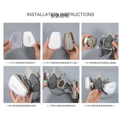 Breathing Safety, Reusable Half-face Protection Cover, Washable Sanding Respirator Kit, Dust Proof Respirator For Painting, Carpentry, Grinding, Dust Removal, Home Renovation, Industrial Jobs