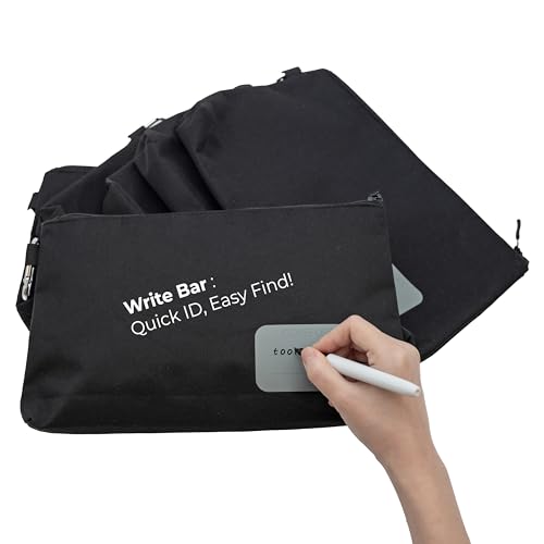 COREFLEX Premium Tool Pouch Zipper Bag, Small Tool Bag, Multipurpose Storage pouch, Heavy duty Flat Bottom Tool bag with YKK Zipper (6 pack Large 12inch Black) - size: 6 Pack Large 12inch Black