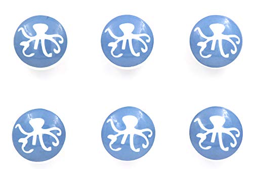 THDC Nautical Drawer Pulls, Drawer Knob, Cabinet Knob, Kitchen Cabinet Pull, Door Knob, Door Pulls (Set of 6) (Nautical Octopus) - color: Blue Octopus