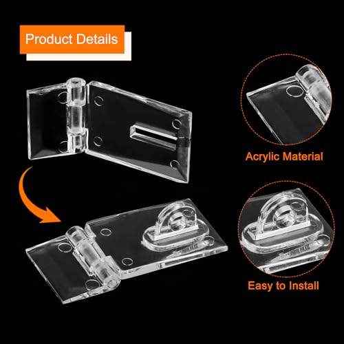 uxcell 60Pcs Acrylic Mini Hinge with Acrylic Hasp Latch Assortment Kit Clear Acrylic Folding Hinge Buckle Latch Hasp for Crafts Jewelry Box