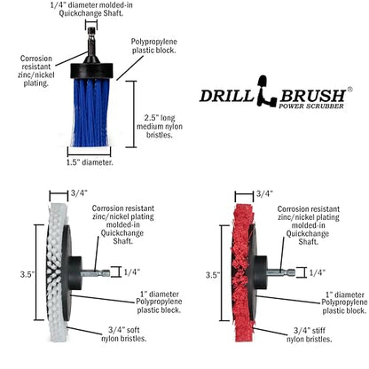 Narrow Gap Cleaner Brush - Concrete Scrubbing Tool - Crevice Brush for Drill - Car Detailing Drill Brushes - Window Track Cleaning Tools - Crevice Cleaning Brushes for Household Use - Gap Cleaner Kit - color: White, Red, Blue