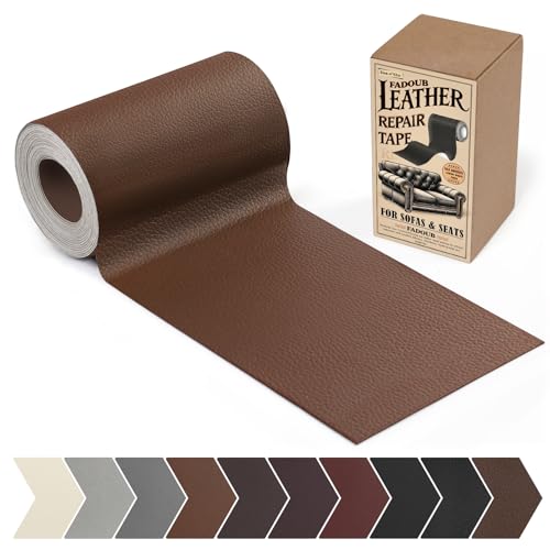 Fadoub Leather Repair Patch, 4 x 63In Self Adhesive Leather Repair Tape for Furniture, Vinyl Repair Tape for Repairing Vinyl, Couch, Sofa, Car Seats, Car Interior (Brown) - color: Brown, size: Litchi Grain 4 x 63 In