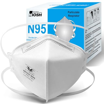 FOXFUN N95 Masks for Adults, 25 Pack NIOSH Approved Particulate Respirator, Universal Fit N95 Face Mask Comfortable