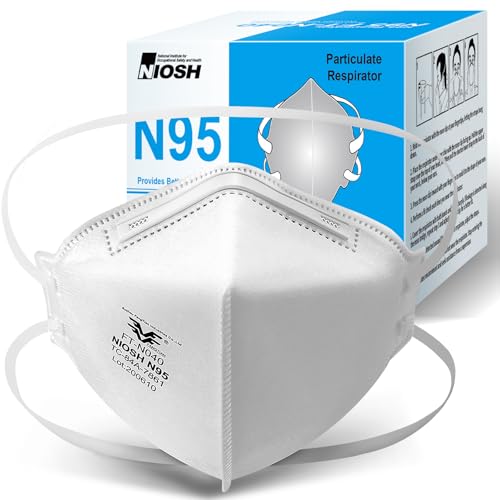 FOXFUN N95 Masks for Adults, 25 Pack NIOSH Approved Particulate Respirator, Universal Fit N95 Face Mask Comfortable