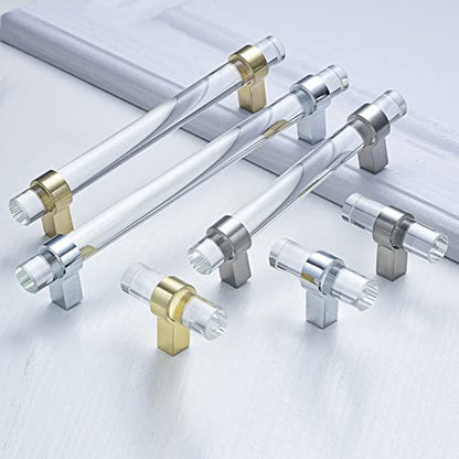 10 Pack Glass Drawer Pulls,Crystal Cabinet Handles Dresser Pulls(3-3/4 Inch Hole Center), Polished Chrome - color: Polished Chrome, size: Hole Center : 3-3/4 Inch (96mm), style: 10 Pack