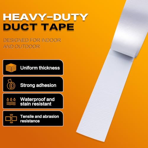 White Duct Tape 1 Inch x 33 Yards, Heavy Duty Waterproof Repair Tape, Straight Hand-Tear Cloth Tape for DIY Craft, Camping Gear, Home Maintenance & Packing - color: White