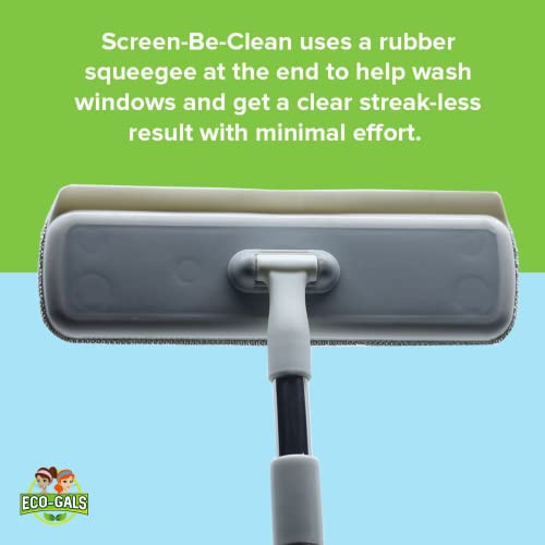 Eco-Gals Screen-Be-Clean All Purpose Screen Cleaner Brush, Duster, Window Squeegee Tool Kit for Wet and Dry Use on Glass Windows, Mesh Screens, and Pet Hair Remover. Plus Bonus Screen Repair Kit