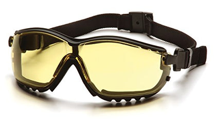Pyramex V2G Safety Glasses, Black Frame/Amber Anti-Fog Lens - color: Black Frame/Amber Anti-fog Lens