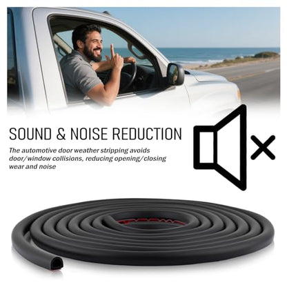 26Ft D-Shaped Car Door Seal Strip,Rubber Automotive Weather Stripping with Soundproofing,Self Adhesive & Universal Car Weather Stripping Auto Parts for Cars Trucks SUVs