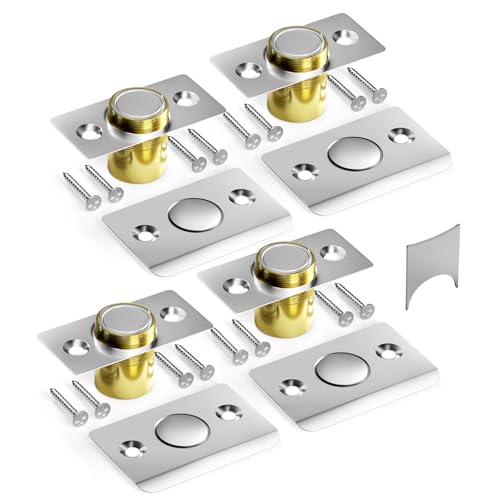 Tonitrui Silent Ball Catch, Adjustable Strong Magnet Door Catch，Using Noise Free, Replacing Door Ball Catch, with Identical Installation Dimension(4 Pack, Silver) - color: Silver, size: 4Pack