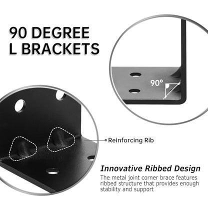 8 PCS Heavy Duty Steel Corner Brackets, 4"x4"x3" 90 Degree L Right Angle Bracket, DIY L Shelf Brackets, Metal Joint Timber Connector Support for Wood Shelves, Furniture - size: 4x4x3- 8pcs