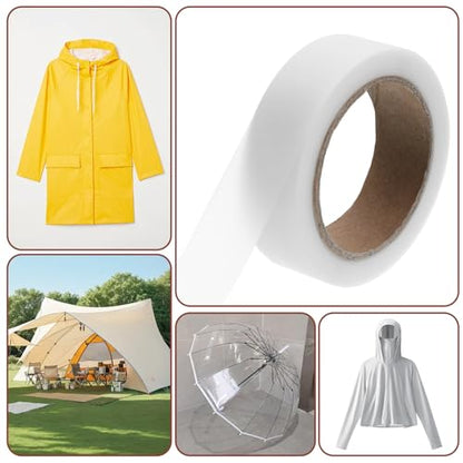 1 Roll 65' Iron on Hot Melt Seam Sealing Tape, Waterproof Fabric Repair Adhesive Fusible Tape for Outdoor Gear Raincoat Tent Awning Sportswear